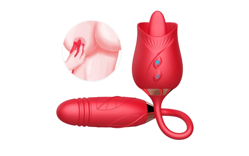 Sex Toy Dildo Machine - 3 in 1 Thrusting Dildo Adult Sex Toys for Woman Clitoral Nipple Stimulation G Spot Dildos,Rose Sex Stimulator Toy Anal Dildo, Anal Toys with 10 Licking Thrusting Modes